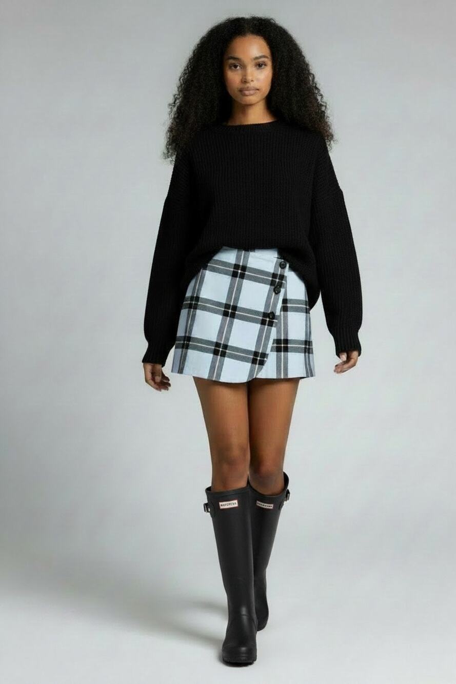 Urban Outfitters Light Blue Plaid Academia Skirt SZ M Preppy Clueless 90s Style